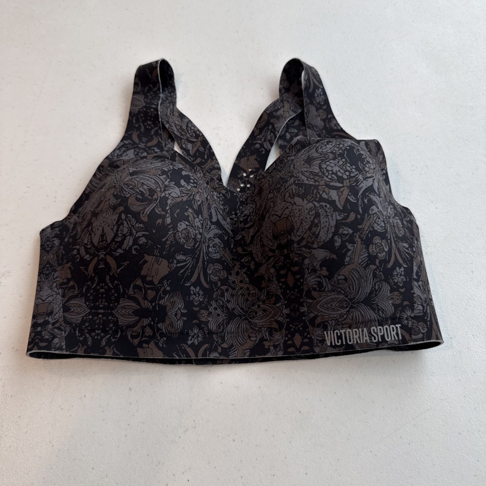 victoria secret Victoria Sport Bra Angel Max Sz 32D Paisley Floral Black - Picture 2 of 9
